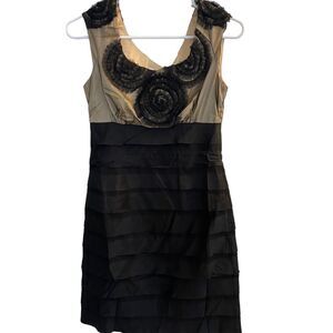 Lucy & Co. Black Sleeveless Floral Tiered Dress Sz M